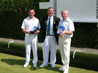Archie Johnston with President Malcolm Bannatyne and Willie Wood